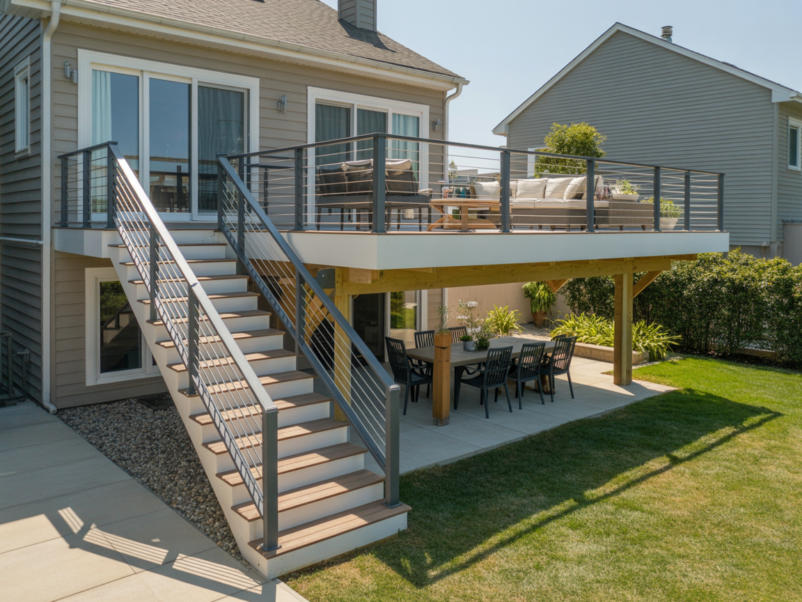 Deck with railings