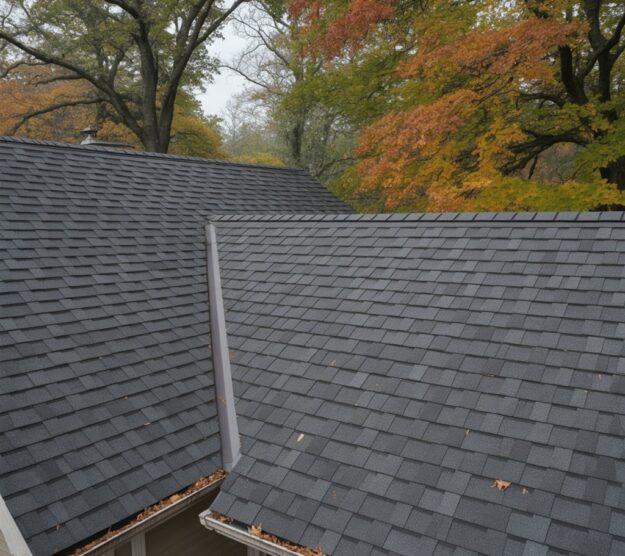 New charcoal grey asphalt shingle roof installed on a suburban home in Northern Virginia