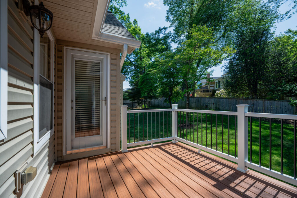 newly built deck addition on a traditional Northern Virginia home