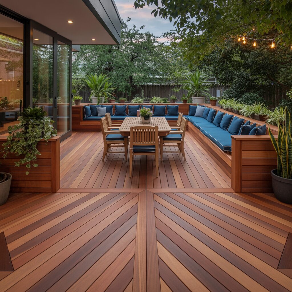 custom deck construction in Northern VA with outdoor seating area