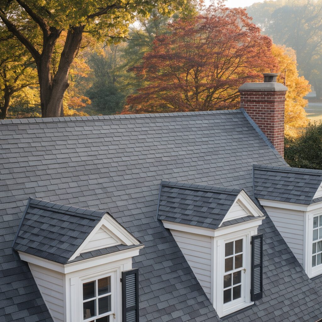 residential asphalt shingle roof on a home in Fairfax County